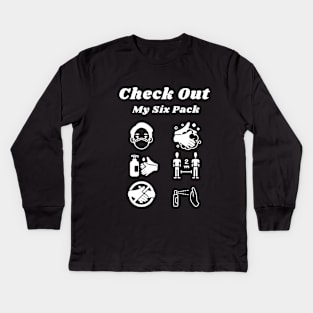 Protect yourself - Check out my six pack Edit Kids Long Sleeve T-Shirt